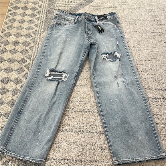 Express Flare & Wide Leg Jeans in Blue - Picture 3 of 5